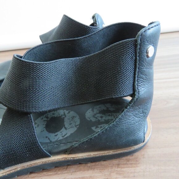 SOREL Ella Leather Slip On Cross Over Strap Sandals in Black - Size US 7 - Picture 5 of 12
